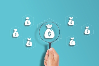 Foto: Lupe auf Geldsack