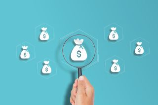 Foto: Lupe auf Geldsack